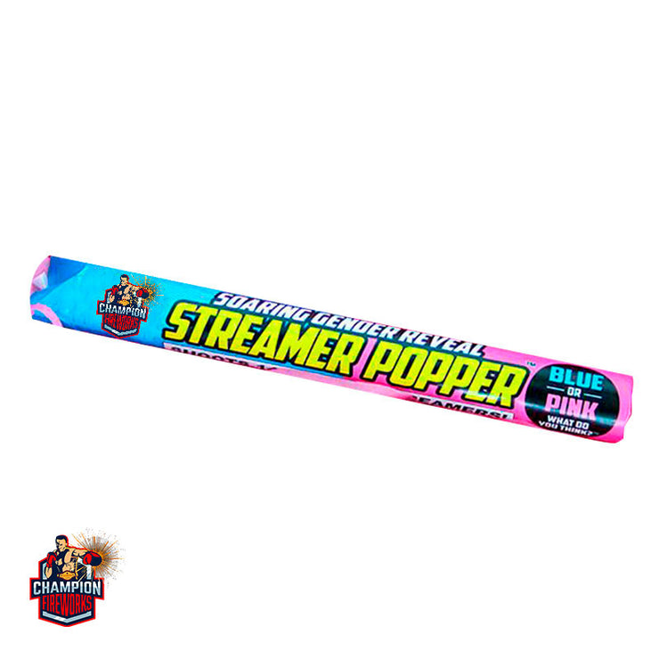 SOARING GENDER REVEAL STREAMER POPPER-BLUE (1PC)